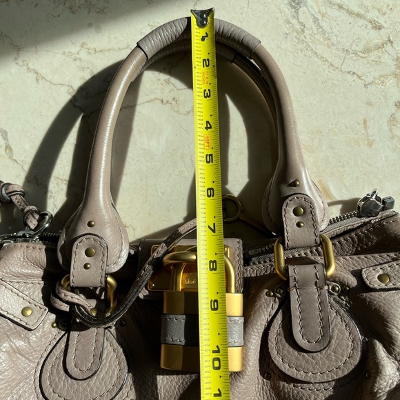 Chloe Paddington Rare Taupe Tote Handbag Satchel Lock Key Gold - Picture 13 of 16